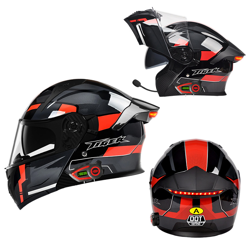 Full Face Motorcycle Helmet With Bluetooth - Casco de Motocicleta con Luz Trasera