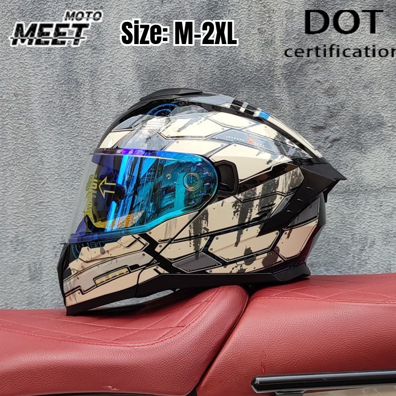Dual Visor Motorcycle Racing Helmet - Casco de Motociclismo Integral Unisex, Doble